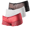 Merry's Secret Mini Short Panties with Lace and Ribbon Details 3 Pack - White, Black, Red