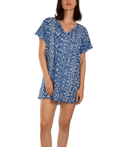 Alternative view of AKER Aztec Printed Cotton Tunic Pareo, Blue