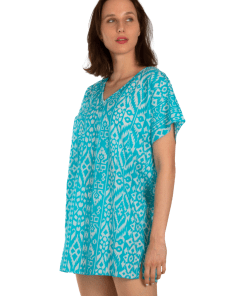 Alternative view of AKER Aztec Printed Cotton Tunic Pareo, Turqouise
