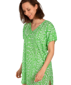 Alternative view of AKER Aztec Printed Cotton Tunic Pareo, Green