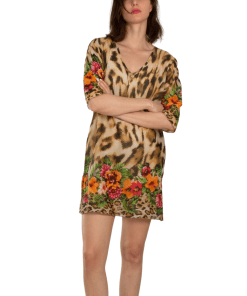 Alternative view of AKER Flower Printed Cotton Tunic Pareo, Brown