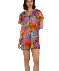 Alternative view of AKER Flower Printed Cotton Tunic Pareo, Pink