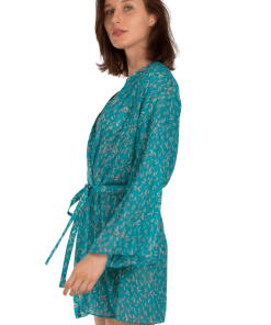 Alternative view of AKER Leaf Printed Kimono Pareo, Blue
