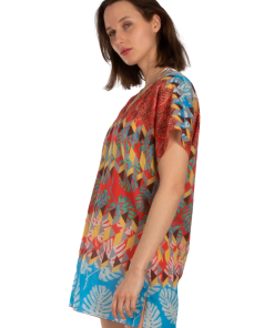 Alternative view of AKER Leaf Printed Cotton Tunic Pareo, Mixed