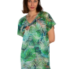 AKER Leaf Printed Cotton Tunic Pareo, Green
