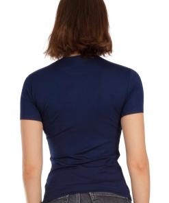 Alternative view of Arancia Crew Neck Short Sleeve Shirt Top, Navy Blue