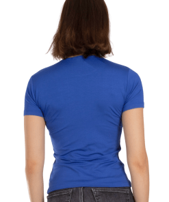 Alternative view of Arancia Crew Neck Short Sleeve Shirt Top, Saxe Blue