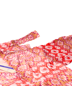 Alternative view of DOWRY Top & Kimono & Pants Modal Cotton Pajamas Set, Orange - Code 1513