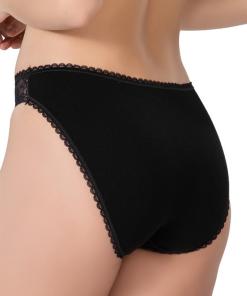 Alternative view of M,I Modal Cotton Lacy Panties in Black / Code 1444