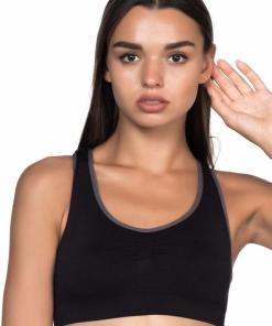 Alternative view of M,I Seamless Double Bra in Black / Code 4024