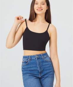 Alternative view of Cottonhill Thin and Adjustable Strap Top - Black