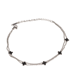 Alternative view of Dunipa Black Stones Steel Bracelet - Silver Color