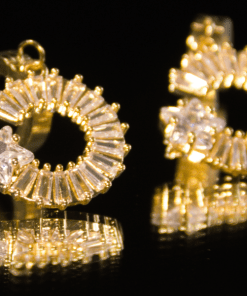 Alternative view of Dunipa Sparkling Stars and Stones Steel Earrings - Gold Color