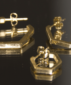 Alternative view of Dunipa Hexagon Hoop Steel Earrings - Gold Color