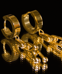 Alternative view of Dunipa Chains Steel Earrings - Gold Color