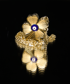 Alternative view of Dunipa Clover and Eye Steel Necklace - Gold Color