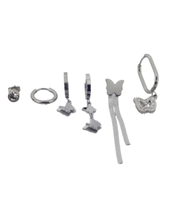 Alternative view of Dunipa 6 Pieces Butterflies Stainless Steel Earrings - Silver Color