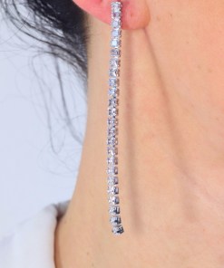 Dunipa Tiered Zircons Stainless Steel Earrings - Silver Color