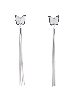 Dunipa Butterflies with Chains Stainless Steel Earrings - Silver Color