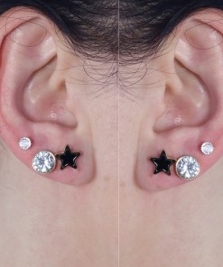 Dunipa 6 Pieces Stars and Stones Stainless Steel Earrings - Gold Color