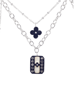 Dunipa Double Chains Clovers Stainless Steel Necklace - Silver Color