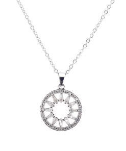 Alternative view of Dunipa Sun in Circle Stainless Steel Necklace - Silver Color