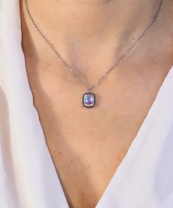 Dunipa Zircon Stone Stainless Steel Necklace - Silver Color