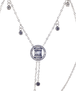 Dunipa Zircons and Circle Stainless Steel Necklace - Silver Color