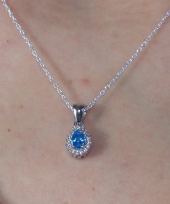 Alternative view of Dunipa 925 Carat Silver Necklace and Earrings Set with Zircon Stones Model 001 - Blue