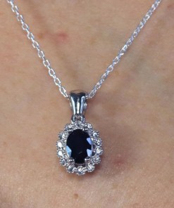 Alternative view of Dunipa 925 Carat Silver Necklace and Earrings Set with Zircon Stones Model 002 - Black