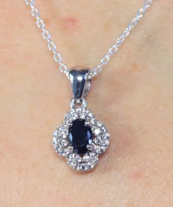 Alternative view of Dunipa 925 Carat Silver Necklace and Earrings Set with Zircon Stones Model 003 - Black