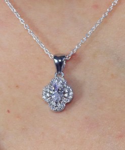 Alternative view of Dunipa 925 Carat Silver Necklace and Earrings Set with Zircon Stones Model 003 - Crystal