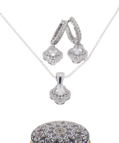 Dunipa 925 Carat Silver Necklace and Earrings Set with Zircon Stones Model 003 - Crystal
