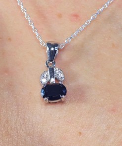 Alternative view of Dunipa 925 Carat Silver Necklace and Earrings Set with Zircon Stones Model 004 - Black