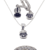 Dunipa 925 Carat Silver Necklace and Earrings Set with Zircon Stones Model 004 - Black