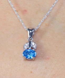 Alternative view of Dunipa 925 Carat Silver Necklace and Earrings Set with Zircon Stones Model 004 - Blue