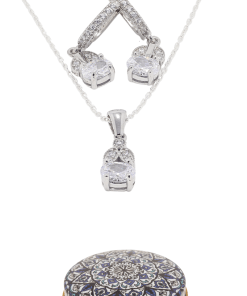 Dunipa 925 Carat Silver Necklace and Earrings Set with Zircon Stones Model 004 - Crystal