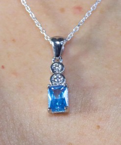 Alternative view of Dunipa 925 Carat Silver Necklace and Earrings Set with Zircon Stones Model 005 - Blue