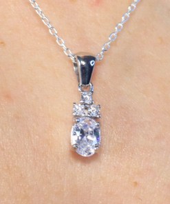 Alternative view of Dunipa 925 Carat Silver Necklace and Earrings Set with Zircon Stones Model 007 - Crystal