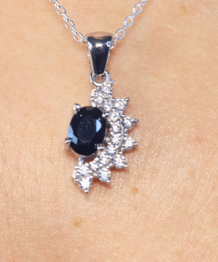 Alternative view of Dunipa 925 Carat Silver Necklace and Earrings Set with Zircon Stones Model 008 - Black