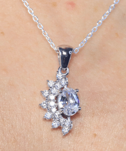 Alternative view of Dunipa 925 Carat Silver Necklace and Earrings Set with Zircon Stones Model 008 - Crystal