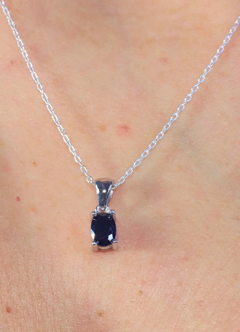 Dunipa 925 Carat Silver Necklace and Earrings Set with Zircon Stones Model 009 - Black - Image 2