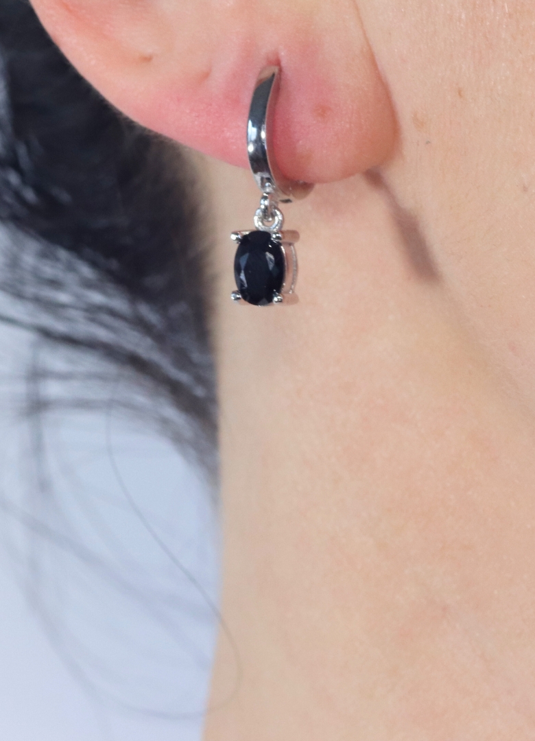 Dunipa 925 Carat Silver Necklace and Earrings Set with Zircon Stones Model 009 - Black - Image 3