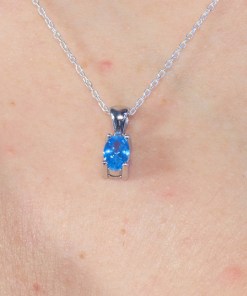 Alternative view of Dunipa 925 Carat Silver Necklace and Earrings Set with Zircon Stones Model 009 - Blue