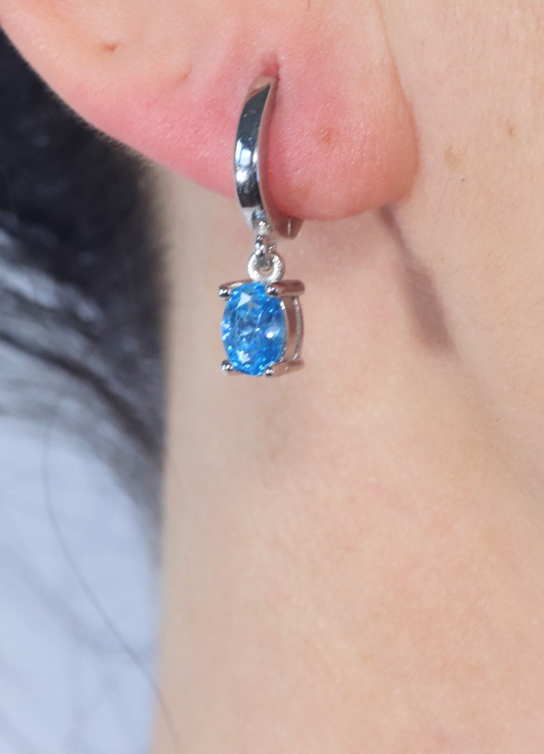 Dunipa 925 Carat Silver Necklace and Earrings Set with Zircon Stones Model 009 - Blue - Image 3