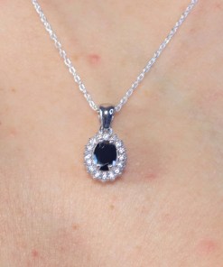 Alternative view of Dunipa 925 Carat Silver Necklace and Earrings Set with Zircon Stones Model 010 - Black