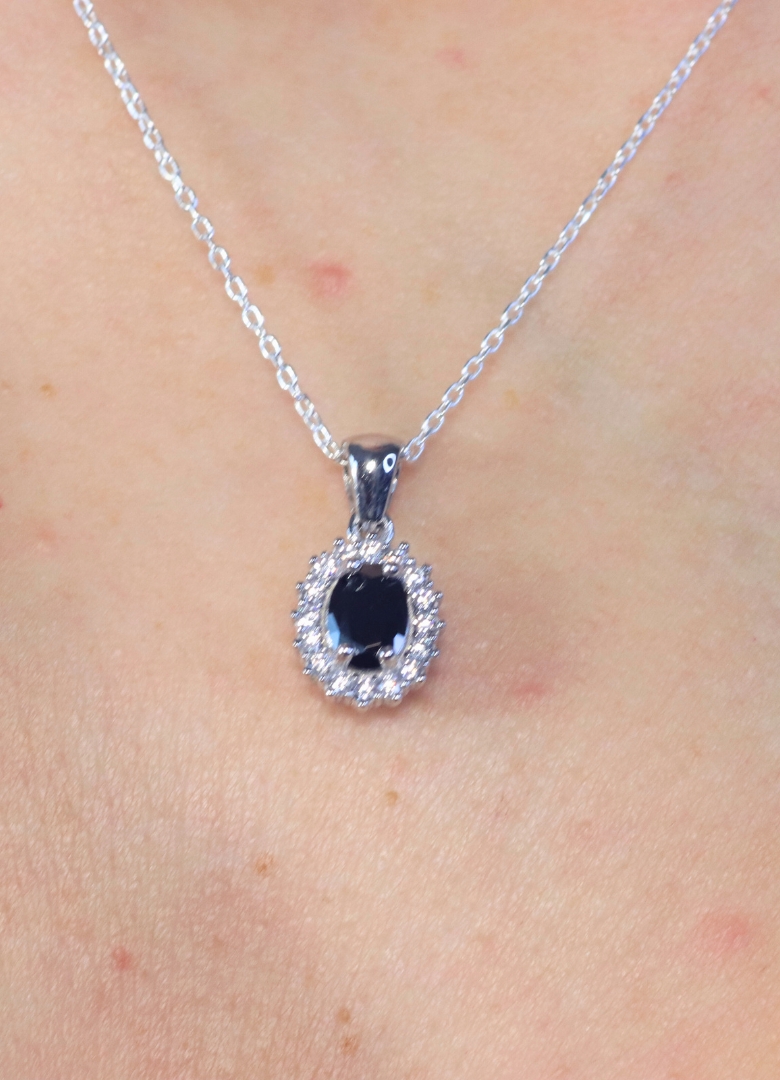 Dunipa 925 Carat Silver Necklace and Earrings Set with Zircon Stones Model 010 - Black - Image 2