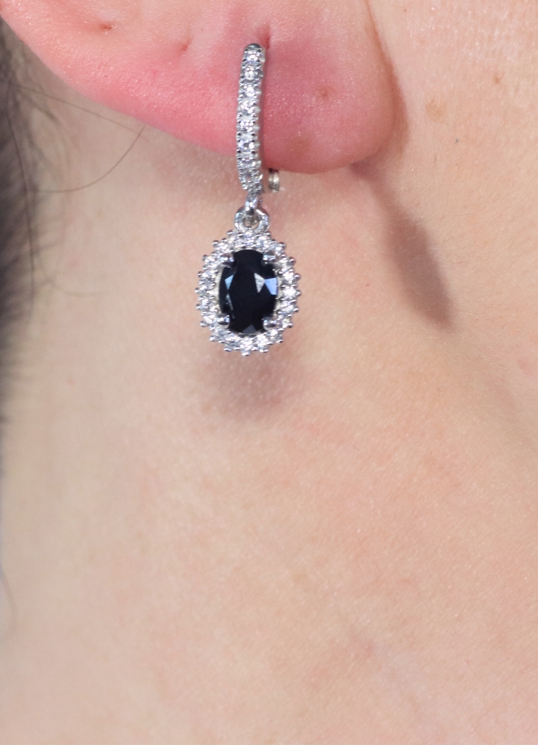 Dunipa 925 Carat Silver Necklace and Earrings Set with Zircon Stones Model 010 - Black - Image 3