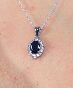 Alternative view of Dunipa 925 Carat Silver Necklace and Earrings Set with Zircon Stones Model 011 - Black