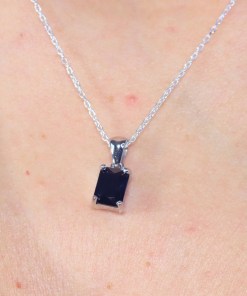 Alternative view of Dunipa 925 Carat Silver Necklace and Earrings Set with Zircon Stones Model 013 - Black